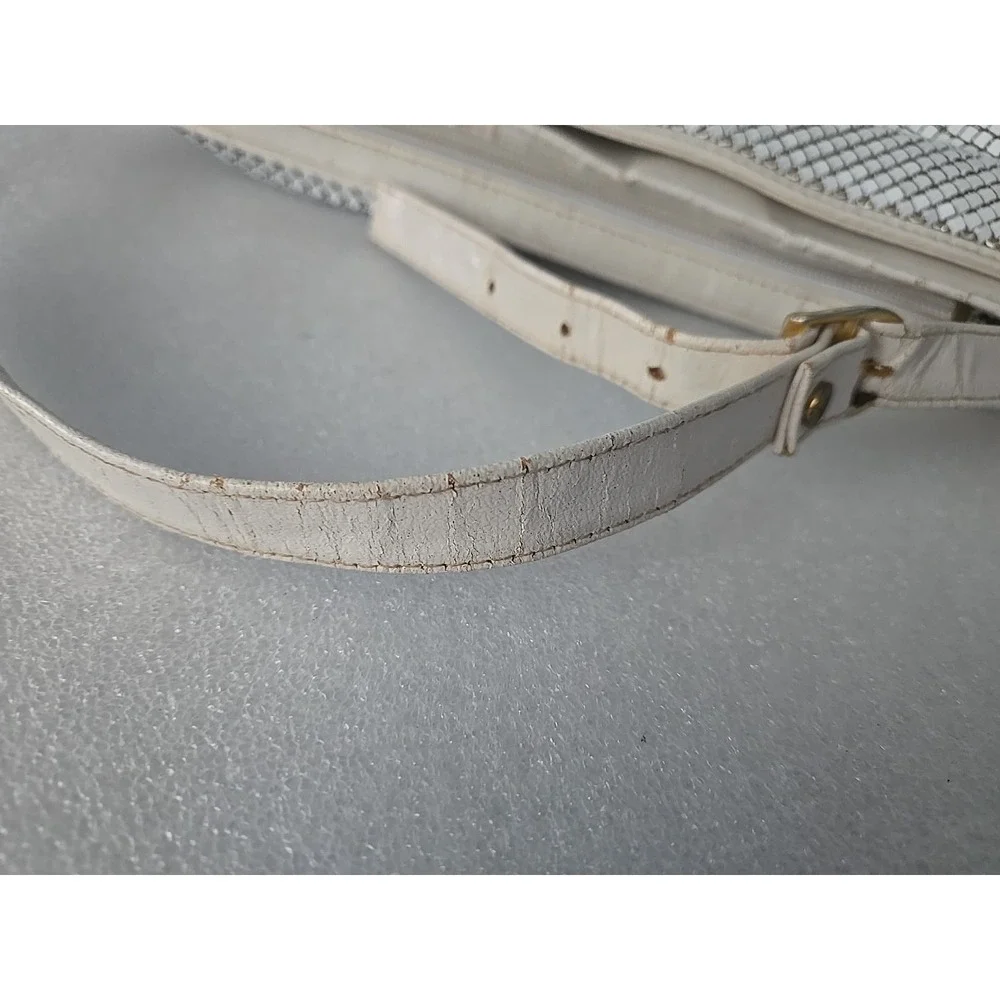 VintageWhite Metal‎ Mesh Bag 80's Evening Purse Gold Logo